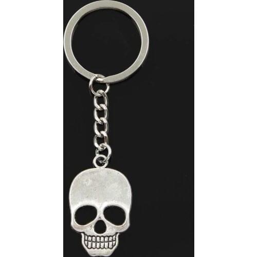 Fashion Keychain 35x22mm Skull Pendants DIY Men Jewelry Car Key Chain Ring Holder Souvenir For Gift