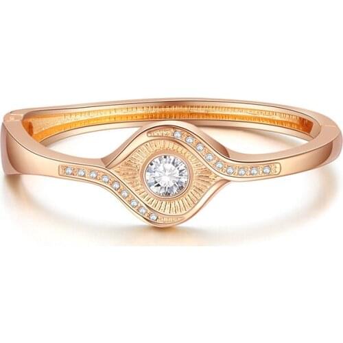 ORNAPEADIA Fashion Retro Bracelet for Women Eye Gold Alloy Gold-plated Diamond Decoration Simple Line Stainless Steel Jewelry