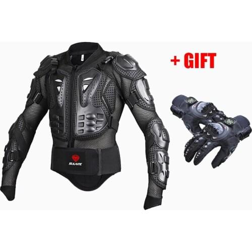Moto Motorcycle Racing Full Body Armor Jackets Protective Gear Motorcorss Jacket + Full Finger Moto Protective Gear Gloves