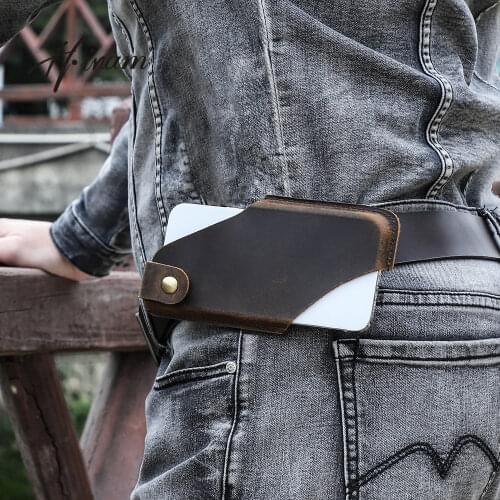 Genuine Leather Men Waist Bag Pack Purse Casual Phone Belt Bag Pouch Travel Phone Bag Fanny Crossbody Cellphone Holder