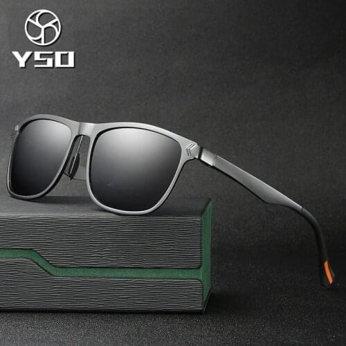 YSO Sunglasses Men Polarized UV400 Aluminium Magnesium Frame HD Lens Sun Glasses Driving Glasses Square Accessories For Men 8586