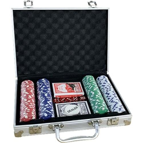 Poker Chips Set 200 Pcs Poker Kit with Aluminum Case Casino Chips 2 Decks of Playing Cards Poker Set table games chips