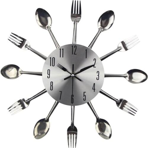 Wall Clock Kitchen Noiseless Cutlery Clocks Knife and Fork Spoon Wall Clock Kitchen Restaurant Home Decor