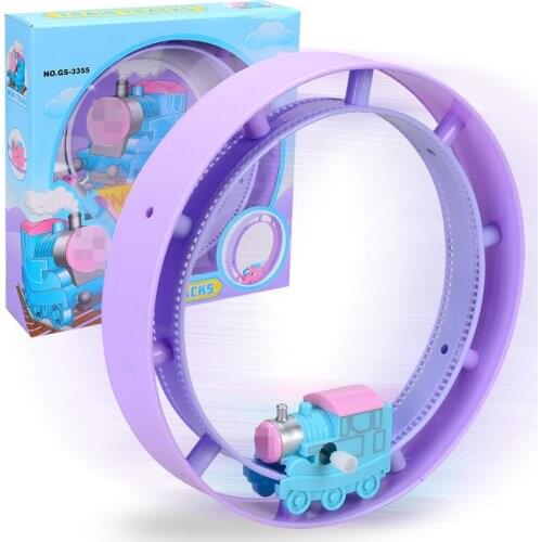 New cartoon wind-up train track clockwork lollipop rolling track plastic childrens novelty and creative toys