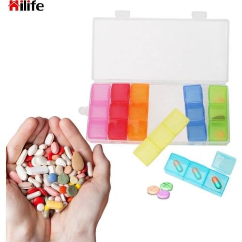 Plastic 21 Grids 7 Day Medicine Drug Pill Organizer Storage Box Jewelry Storage Case