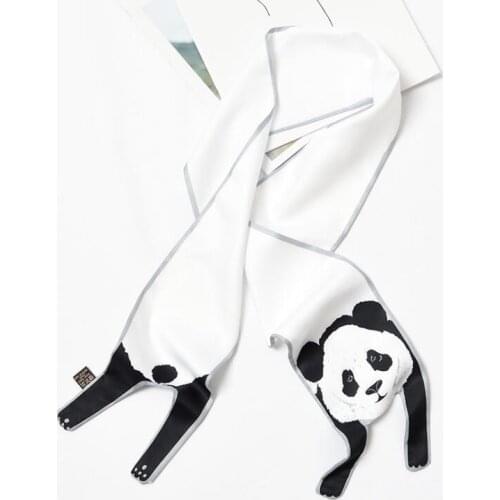 Yishine Fashion New Silk Scarf 10x120cm Cute Animals Prints Women Shawl Satin Small Long Scarves for Head Bag Handle Decorative