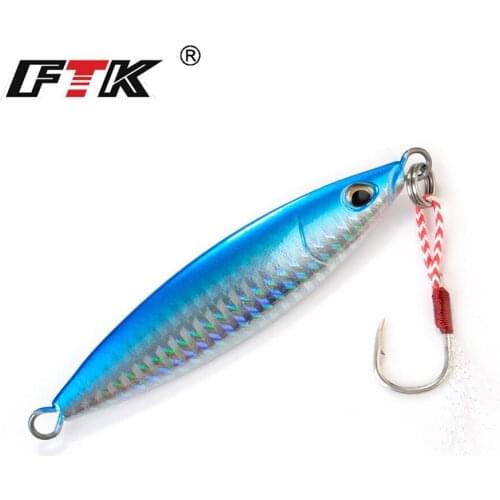 FTK 1pc Laser Body Slow Jigging Lures Deep Sea Slow Jigging Metal Lures Fishing 80g 100g 150g Slow Jigs 3D eyes