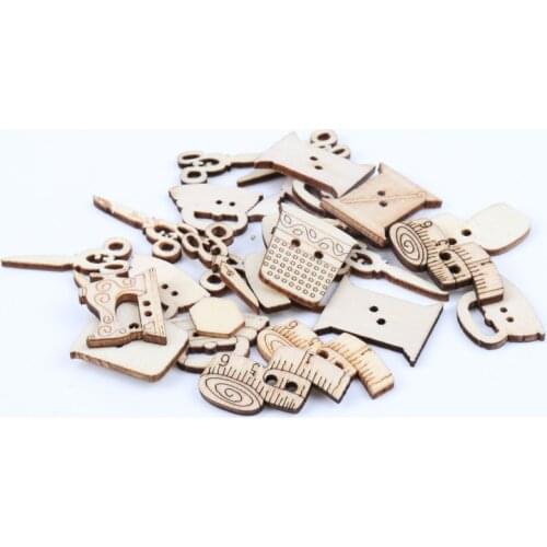 30pcs Natrual Wooden decorative Buttons Mix for Handmade Sewing Scrapbooking Craft 18-30mm