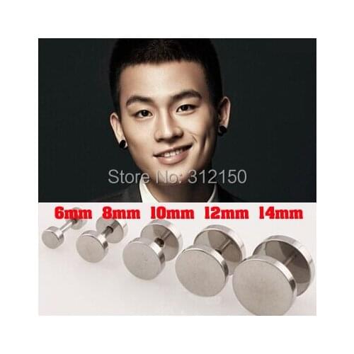 SaYao 2piece Fake Ear Plug Stud Stretcher Ear Tunnel Earring Piercing Stainless Steel Body Jewelry Men Punk Earrings Studs