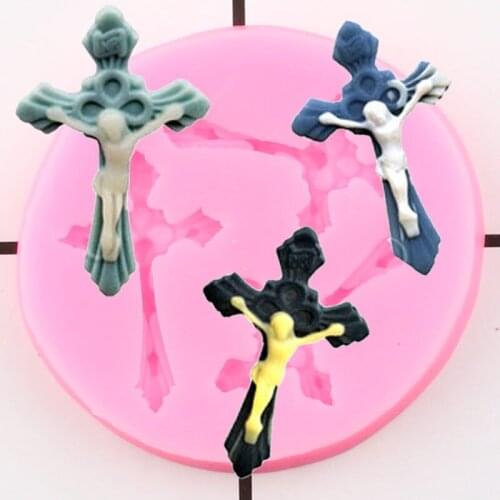 Jesus Christ Cross Silicone Mold DIY Party Cupcake Topper Fondant Cake Decorating Tools Clay Resin Candy Chocolate Gumpaste Mold