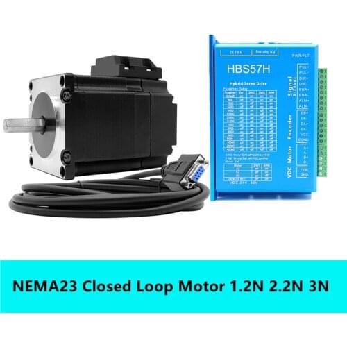 Free shipping ! Nema 23 Stepper Motor kit:Closed Loop Motor 1.2N 2.2N 3N + Hybird Servo Driver HBS57 57 2 Phase Stepper Motor