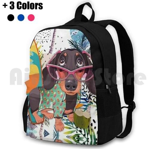 Dachshund Dog Popart Art Outdoor Hiking Backpack Riding Climbing Sports Bag Dachshund Dog Cute Dogs Doxie Pets Puppy Animal