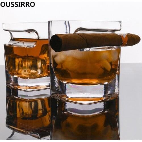OUSSIRRO Ultra Clear Crystal Whiskey Glass Cup Wine Brandy Liquor Beer Water Thicken Square Wine Glass For Home Bar Party