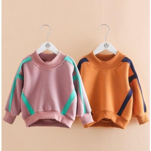 2020 Autumn Winter Warm 2-9 10 Years Gift Long Sleeve Plus Velvet Thickening Kids Baby Girls Christmas Loose Stripe Sweatshirt