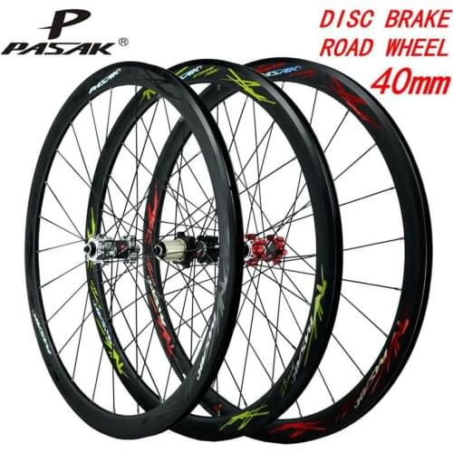 PASAK 700C Disc Brake Road Bicycle Wheelset 40MM Rim QR/Thru-axis Straight Pull 24H V/C Brake 29inch Alloy Wheels 12Speed
