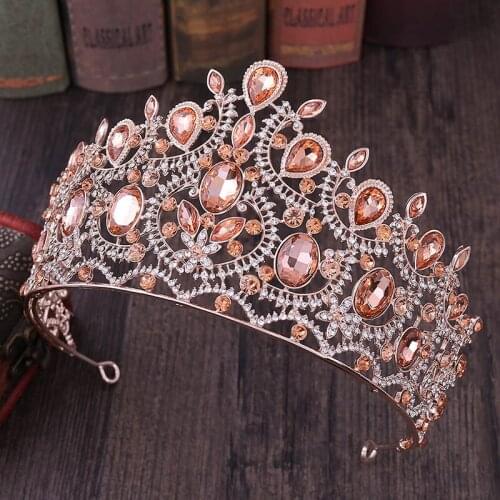 FORSEVEN Retro Baroque Style Crystal Royal Princess Big Tiaras Crowns de Noiva Diadem Headbands Bride Wedding Party Hair Jewelry