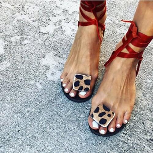 Women Ankle Strap Sandals Female Summer Leopard 2020 Woman Fashion Flip Flops Womens Flats Ladies Beach Shoes Plus Size