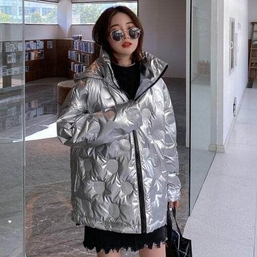 Women Winter Glossy Jackets Large Size Ladies Thick Warm Loose Waterproof Parkas Oversize Streetwear Female Coat Outerwear