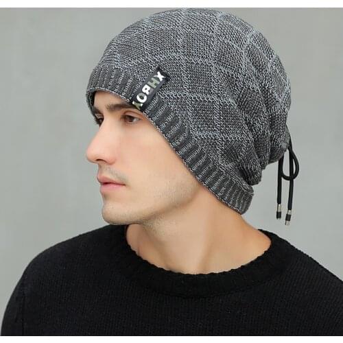 Winter Mens Hooded Cap Baotou Cap Plus Velvet Thick Warm Woolen Cap Bib Dual-use Beanie Hat Men