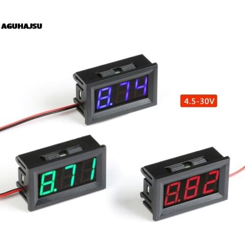 0.56" 0.56 Inch DC 4.5/4.7/5~30V Red Blue Green LED Display Panel Voltage Meter Voltmeter 2 Wires Three Digital Voltage Meter