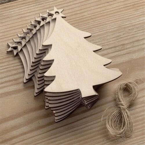 10PCS DIY Christmas Deer Head Reindeer Xmas Tree Hanging Wooden Pendants Ornaments Party Decorations Home Navidad Kids Gifts