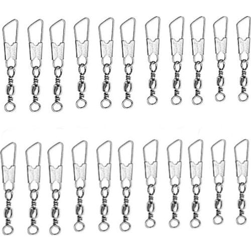 10PCS Fishing Accessories Connector Pin Bearing Rolling Swivel Stainless Steel Snap Fishhook Lure Swivels Tackle
