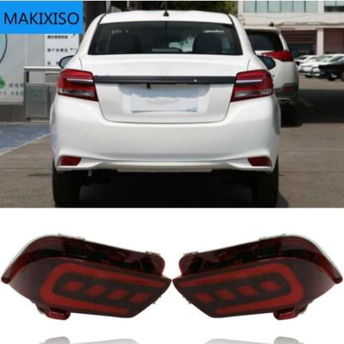 2PCS LED Rear Bumper Reflector Fog Lamp For Toyota Vios 2016 2017 2018 Bumper Light Brake Light Turn Signal Light Warning Light