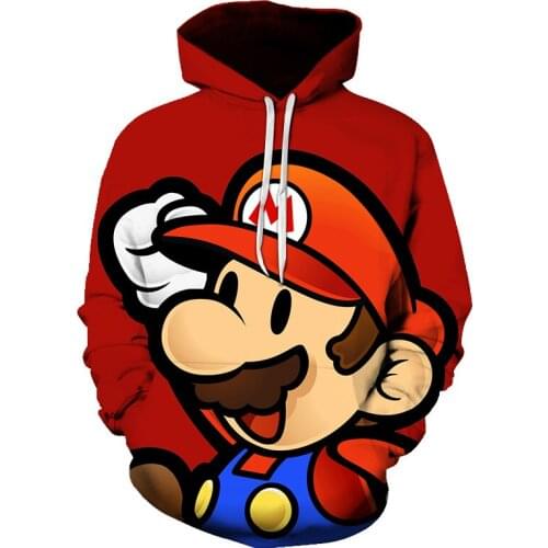 2021 Fashion Fall Cartoon Mens And womens Hoodies 3D Printed Cartoon Mario Fun Patterns Mens And Womens Sports Casual Hoodie