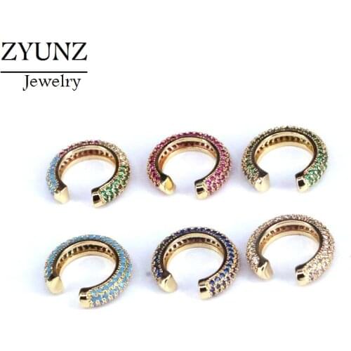 4 Pairs, Crystal Zirconia Ear Cuff Circle Crystal Clip On Earrings C Shaped No Pierced Stackable Earcuffs Party Wedding Jewelry