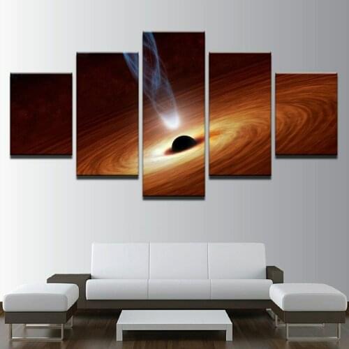 5 Piece No Framed Black Hole Star Universe Space Canvas Picture Print Wall Art Canvas Painting Wall Decor for Living Room