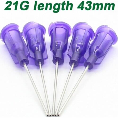 50pcs 21G length 43mm Precision passivated S.S. Dispense Tip with PP Safetylok hub, glue dispenser needles