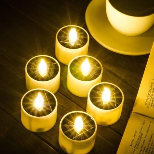 6pcs Solar Tea Light Outdoor Candle Flameless IP65 Waterproof LED Candle Lantern Camping Party Home Decoration Flame Light