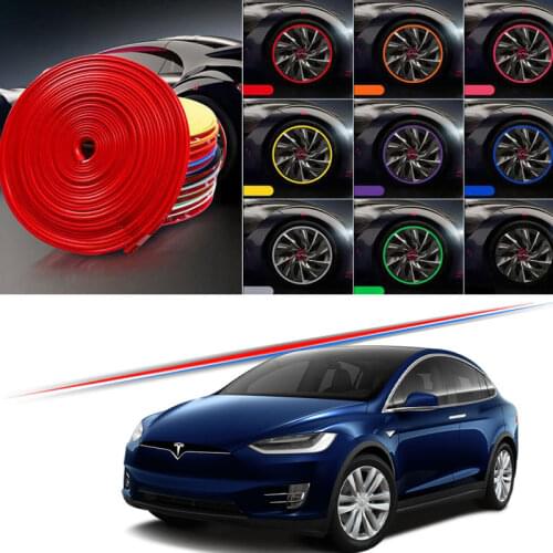 9 Colors Car Wheel Hub Rim for Tesla Model 3 X S 2008-2020 Edge Protector Ring Tire Strip Guard Rubber Decals 8M