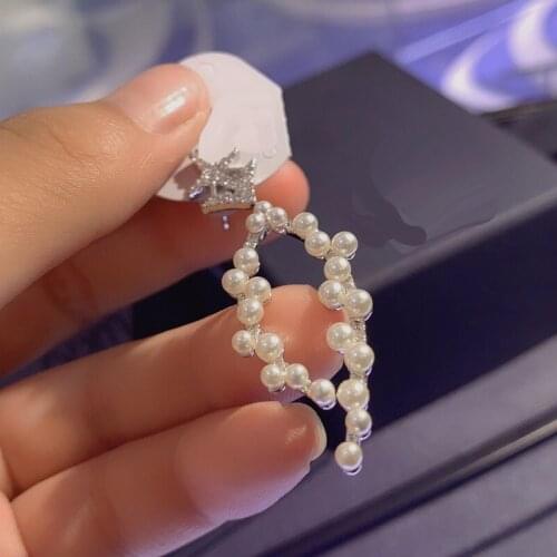 Brand 1:11pc Fashion Earrings Silver Color Pear Shaped Pearls Earrings with High Quality Zircon Women Luxury Jewelry