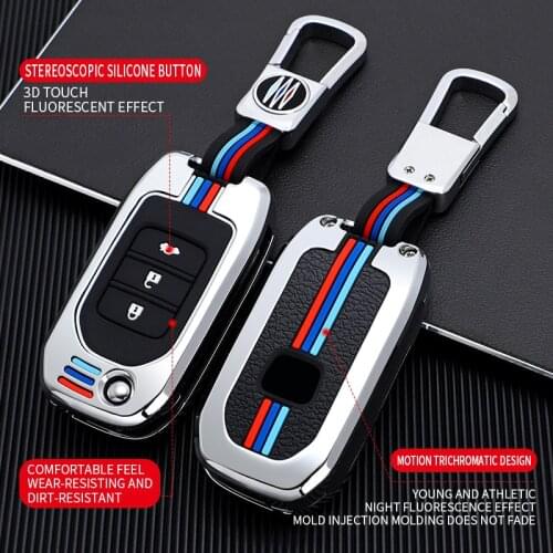 Zinc Alloy+Silicone Cover Car Remote Key Case Cover For Honda CivIc HRV CRV XRV Crider Odyssey 2015-2018 Remote Key Protection