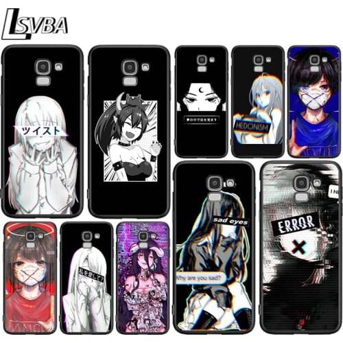 Sad Anime Aesthetic Senpai for Samsung Galaxy J2 J3 J4 Core J5 J6 J7 J8 Prime duo Plus 2018 2017 2016 Soft Black Phone Cover