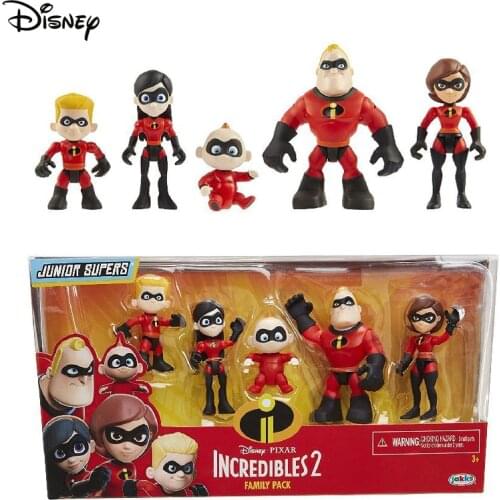 Disney Marvel Pixar The Incredibles 2 Action Figures Family Pack Super Man Elastic Female Girl Figure PVC Model Kid Toy Gift