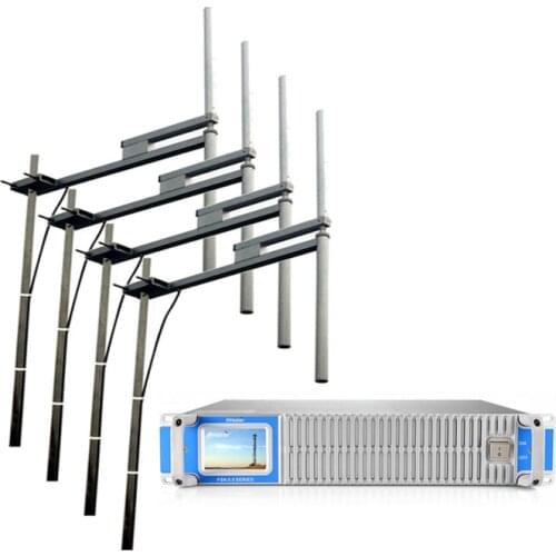 FMUSER FSN-2000T 2000W Compact Solid State FM Broadcast RadioTransmitter+4 Bay FU-DV2 FM Dipole Antenna+30m Cable