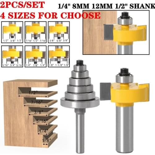 1pc 12.7mm 1/2" Shank Rabbet Wood Router Bit With 6 Bearings Tungsten Carbide Hpbbing Cutters For Wood Woodworking Cutter