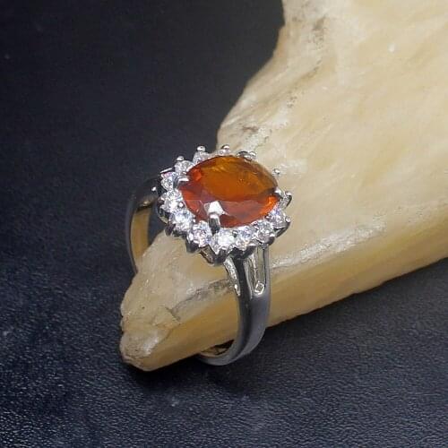 Gemstonefactory Jewelry Big Promotion Single Unique 925 Silver Honey Topaz White Zircon Women Men Gifts Rings 9# 20213087