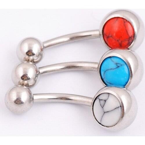 Hypoallergenic Stainless Steel Classic Multicolor Blue Line Turquoise Belly Button
