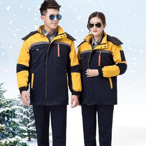 Work Clothing Set Men Women Reflective wadded Jacket+Pants winter warm Machine Repair Welder Workshop Coveralls Working Uniforms