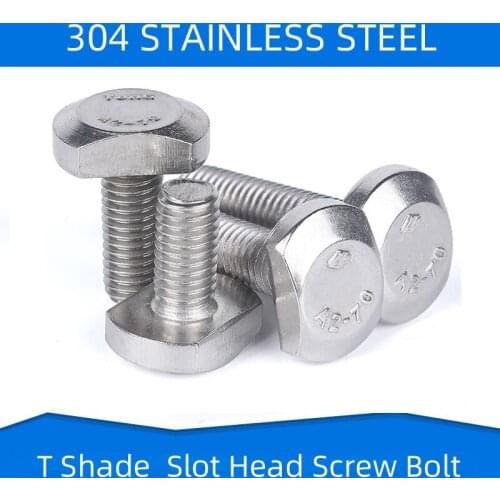 304 Stainless Steel T shape Slot Screw Bolt T Screws Fastener for U Steel M5 M6 M8 M10 M12