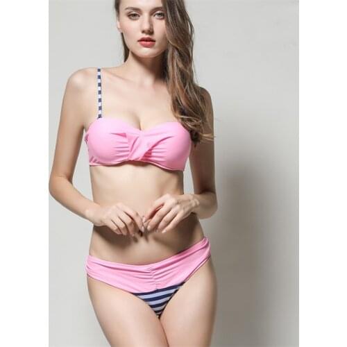 Low Waist Swimwear Women Swimsuit 2021 Bikini Bandage Bikinis Set Padded Bathing Suit New Striped Print Biquini Maillot de bain