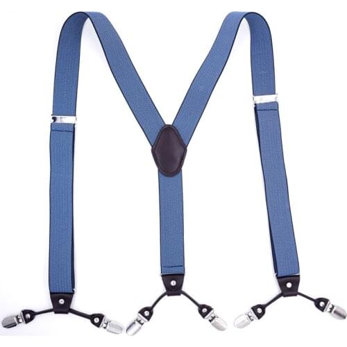 Fashion Suspenders leather 6 clips Braces Male Vintage Casual Suspensorio Trousers Strap Father/Husbands Gift 3.5*120cm