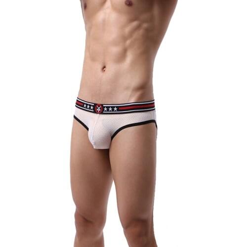 Mens Underwear Sexy Briefs Lingerie Hollow-out Underpants Mesh Backless Male Panties Shorts Night Clubwear