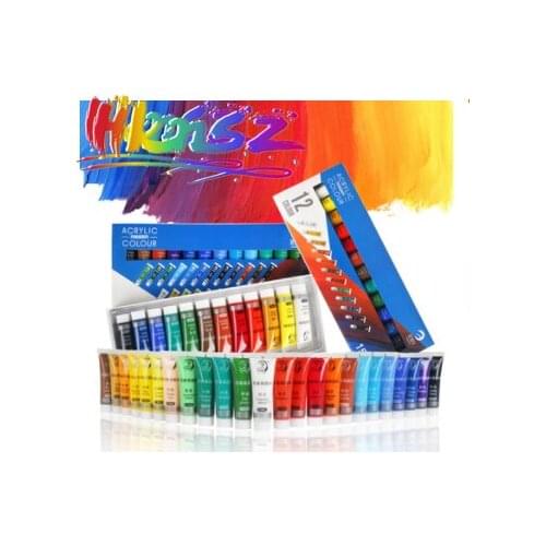 12 Colors Tube Professional Acrylic Paint Set For Clothing Drawing Painting For Kids Art Supplies