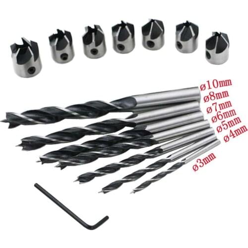 8 Pieces 3mm-10mm HSS 5 Flute Countersink Drill Bit Deburring Tool Set Carpentry Reamer Woodworking Chamfer End Milling