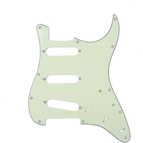 Musiclily SSS 11 Hole Strat Guitar Pickguard for Fender USA/Mexican Made Standard Stratocaster Style, 3Ply Mint Green