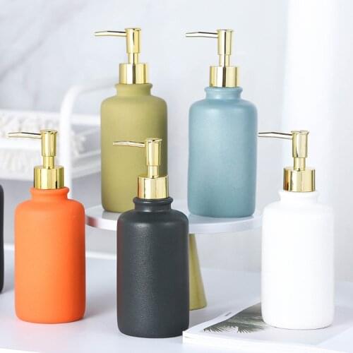 Nordic 450ml Soap Dispenser Bathroom Ceramic Shower Gel Hand Sanitizer Shampoo Bottle Lotion Liquid Replace Empty Sub-bottle